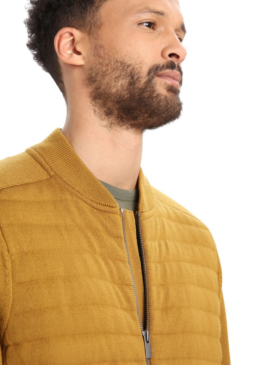 Icebreaker City Label ZoneKnit™ Merino Insulated Knit Bomber Miesten Huppari Ruskea | FI 1264MQZA